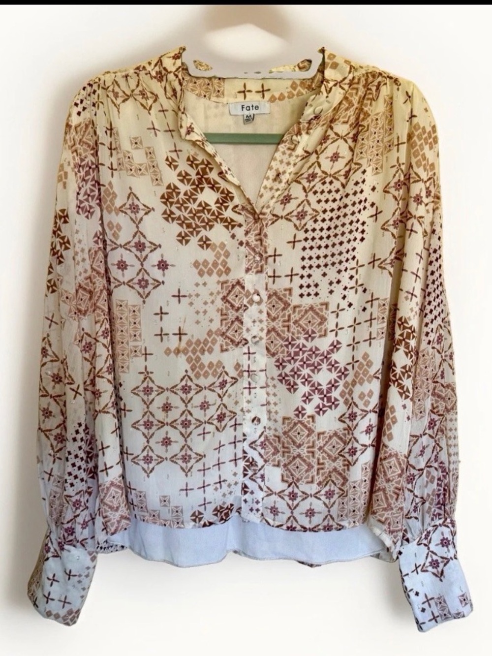 Fate gold specked blouse size medium